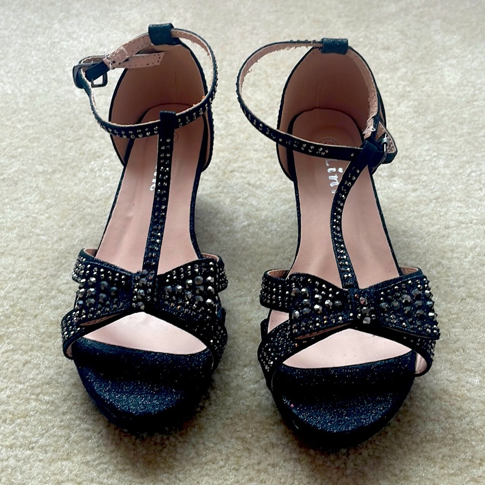 Black rhinestone heels